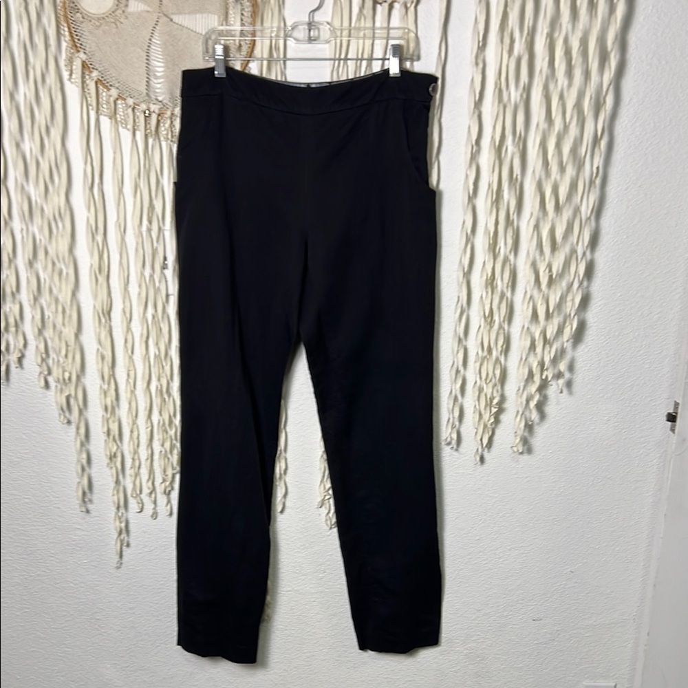 Kenzo Defile Black Linen Blend Side Zip Pants with Pockets Size 42/USL